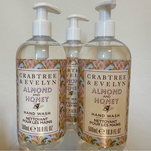 Set of 3 Crabtree & Evelyn ALMOND & HONEY Hand Wash 16.9 oz x 3